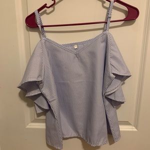 blue and white top
